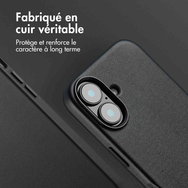 Accezz Coque arrière en cuir avec MagSafe iPhone 16 - Onyx Black