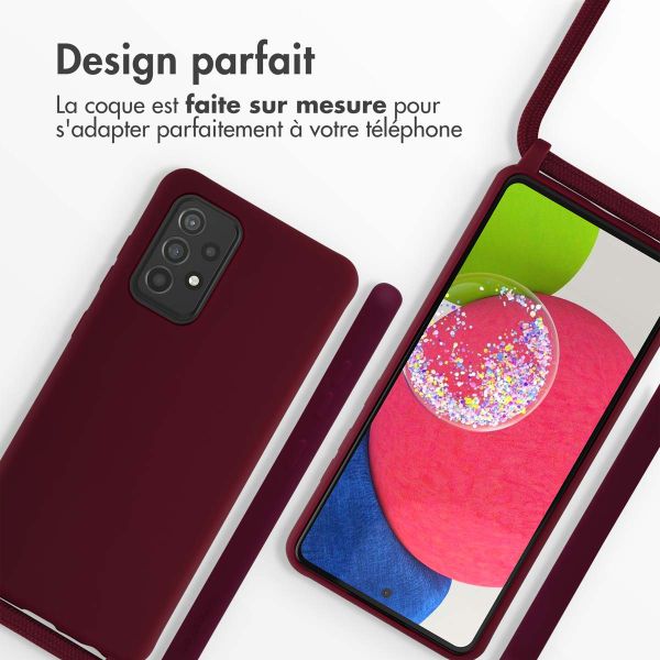 imoshion ﻿Coque en silicone avec cordon Samsung Galaxy A52(s) (5G/4G) - Rouge foncé