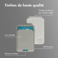 Accezz Portefeuille en cuir magnétique avec support - Compatible avec Apple Find My - Light Grey