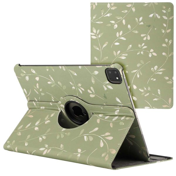 imoshion Coque tablette Design rotatif à 360° Apple iPad Pro 13 (2025) M5 / (2024) M4 - Green Flowers