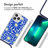 imoshion Coque Design avec cordon Apple iPhone 13 Pro Max - Cobalt Blue Flowers Connect