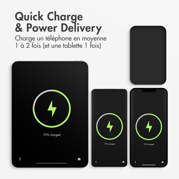 Accezz Powerbank 10 000 mAh avec câbles intégrés - Noir