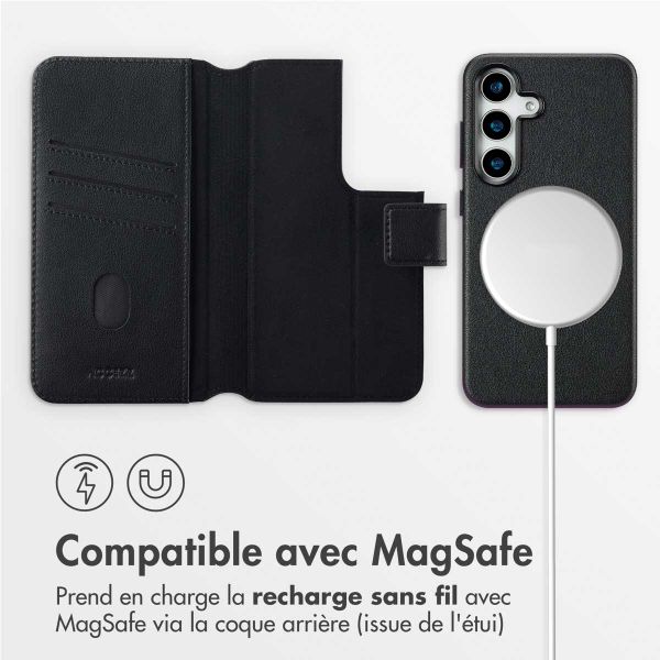 Accezz Étui de téléphone portefeuille en cuir 2-en-1 avec MagSafe Samsung Galaxy S25 - Onyx Black