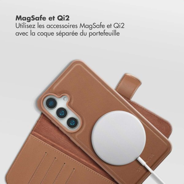 Selencia Étui portefeuille amovible Olyn avec MagSafe Samsung Galaxy S24 / S25 - Marron