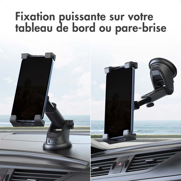 Accezz Support de tablette pour voiture - Tableau de bord et pare-brise - Réglable - Universel - Noir