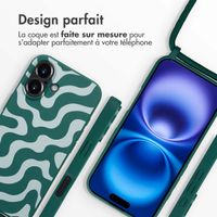 imoshion Coque design en silicone avec cordon iPhone 16 - Petrol Green Groovy