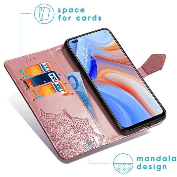 imoshion Etui de téléphone portefeuille Mandala Oppo Reno4 5G - Rose Dorée