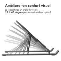 Accezz Support pour ordinateur portable - Support pour laptop - Réglable et pliable - Gris