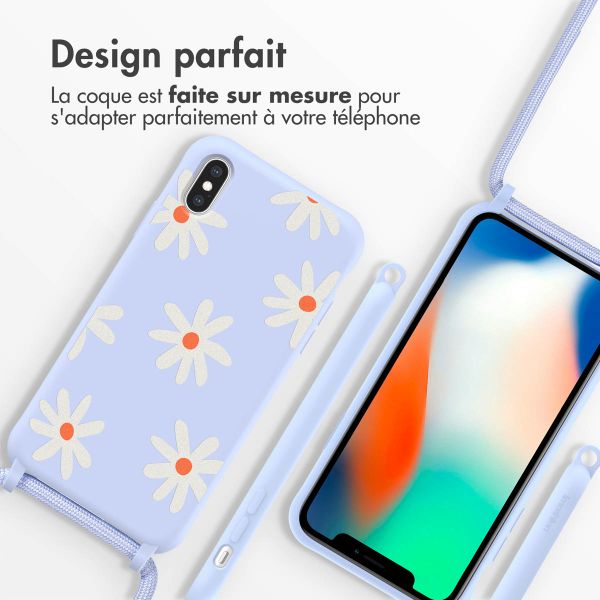 imoshion Coque design en silicone avec cordon Apple iPhone X / Xs - Lila Flower Distance