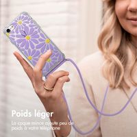imoshion Coque Design avec cordon Apple iPhone SE (2022 / 2020) / 8 / 7 - Tropical Violet Flowers Connect