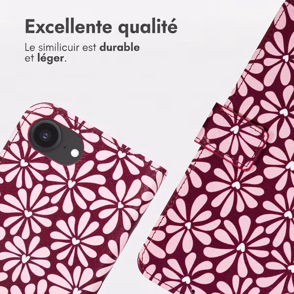 imoshion Étui de télephone portefeuille Design Apple iPhone 17e / 16e - Bloom Love Blush