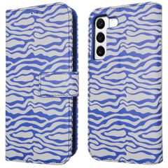 imoshion Étui de télephone portefeuille Design Samsung Galaxy S22 - White Blue Stripes