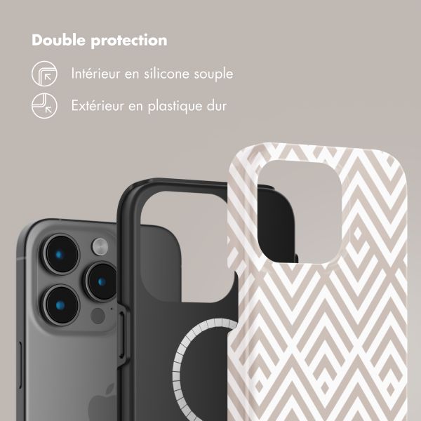 Selencia Coque arrière Vivid Tough avec MagSafe iPhone 15 Pro Max - Beige Zigzag