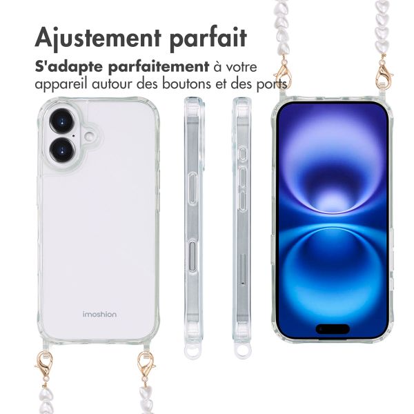 imoshion Coque avec dragonne + bracelet Apple iPhone 16 - Perles Cœurs