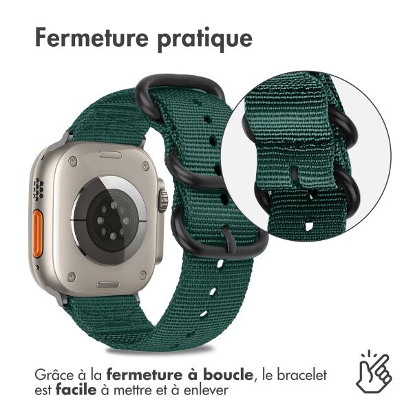 imoshion Bracelet en nylon Apple Watch Series 1-10 / SE / Ultra (2) - 42/44/45/46/49 mm - Vert foncé