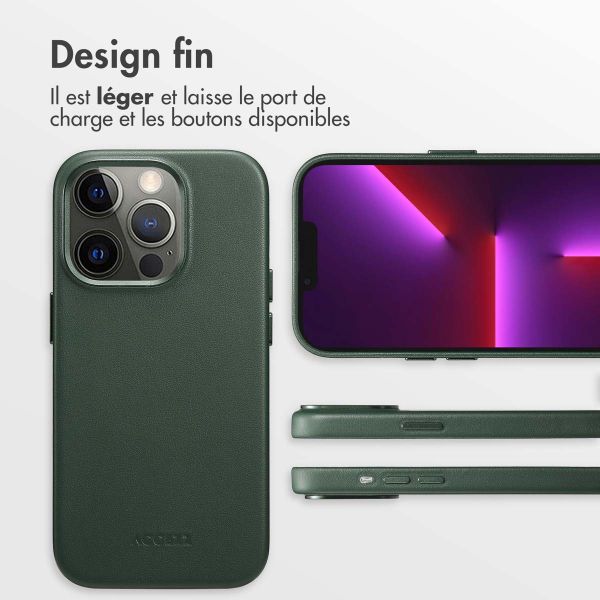 Accezz Coque arrière en cuir avec MagSafe Apple iPhone 13 Pro - Cedar Green