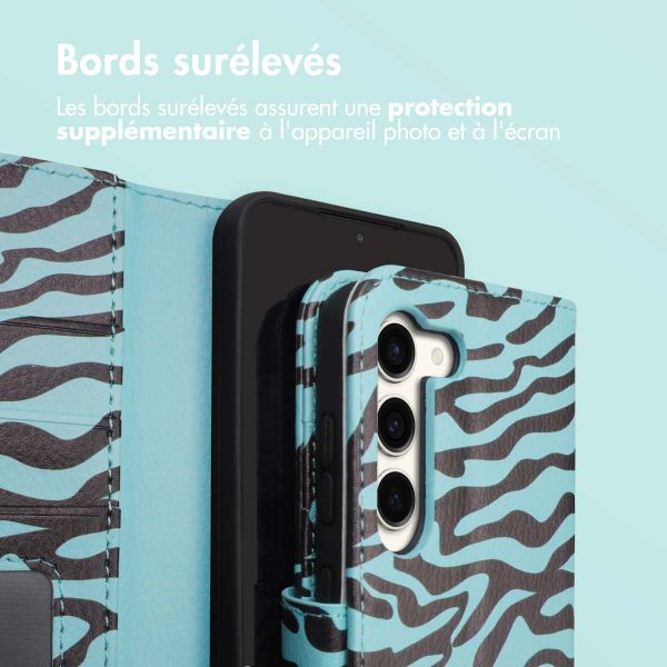 imoshion Étui de télephone portefeuille Design Samsung Galaxy S23 - Black Blue Stripes