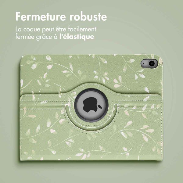 imoshion Coque tablette Design rotatif à 360° iPad 11 (2025) 11 pouces / iPad 10 (2022) 10.9 pouces - Green Flowers