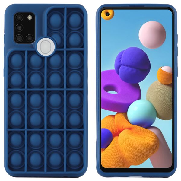 imoshion ﻿Pop It Fidget Toy - Coque Pop It Galaxy A21s - Bleu foncé