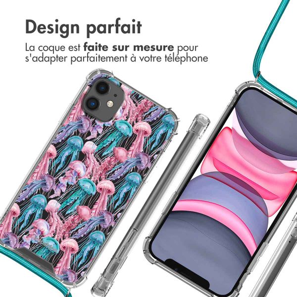 imoshion Coque Design avec cordon Apple iPhone 11 - Jellyfish Watercolor