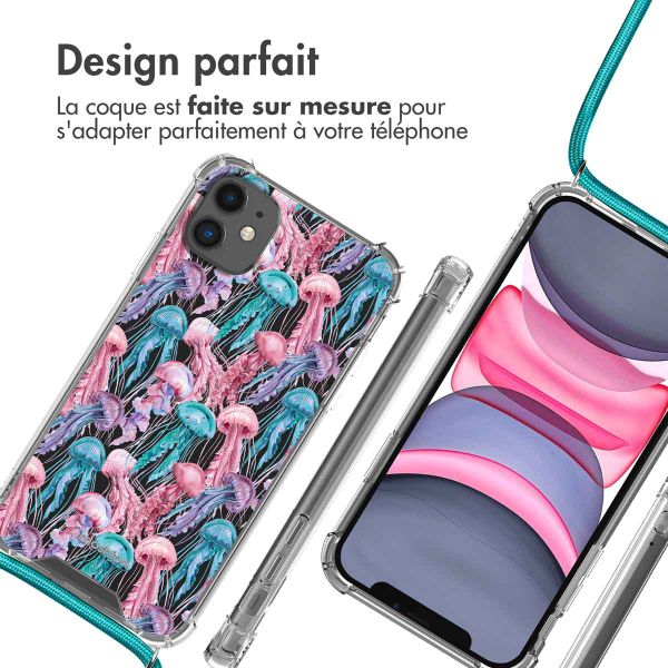 imoshion Coque Design avec cordon iPhone 11 - Jellyfish Watercolor