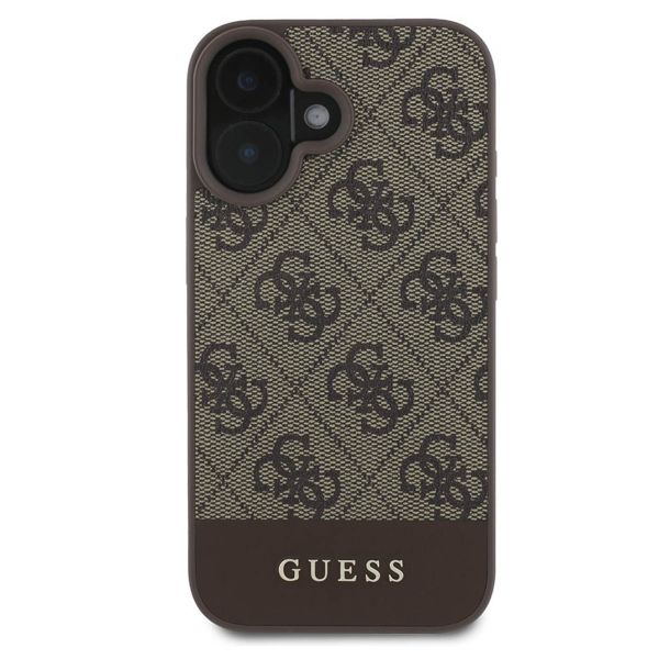 Guess Coque arrière Bottom Stripe 4G Apple iPhone 16 - Marron