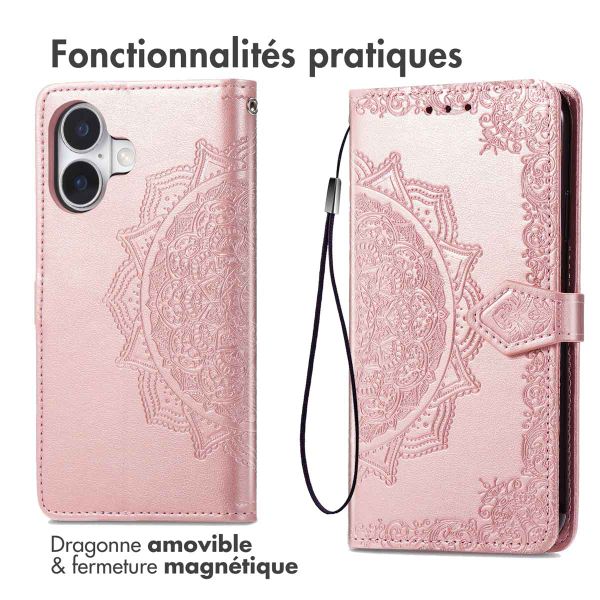 imoshion Etui de télephone Mandala Apple iPhone 16 - Rose Doré