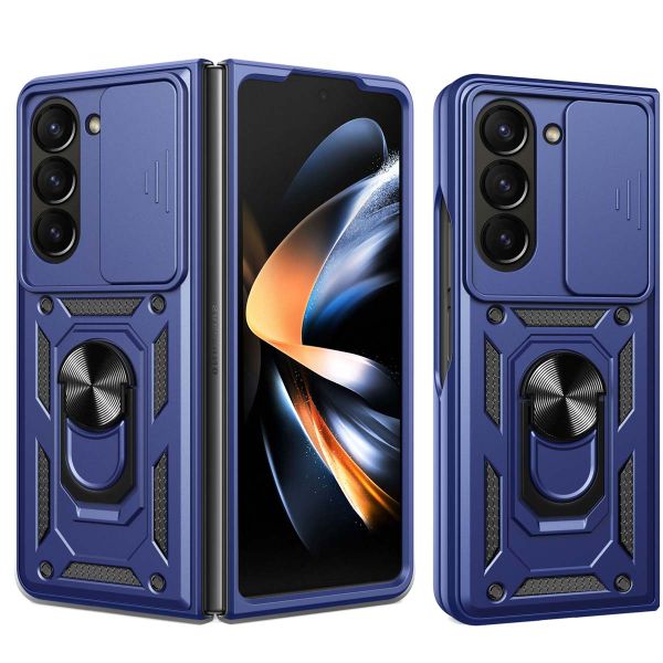 imoshion Coque Arrière Rugged avec anneau Samsung Galaxy Z Fold 5 - Bleu foncé