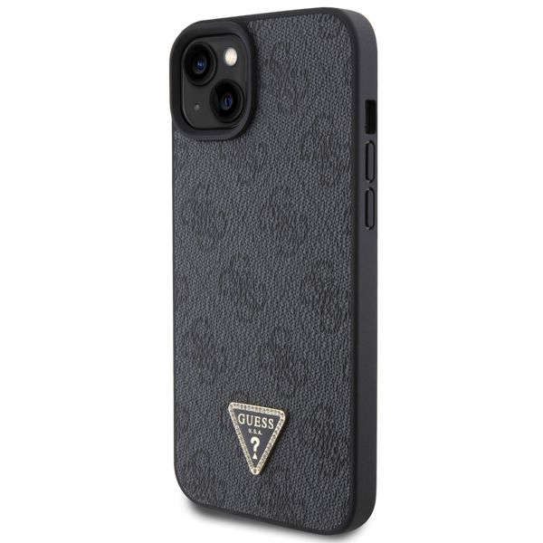 Guess Coque 4G Logo Triangle Strass iPhone 15 - Noir