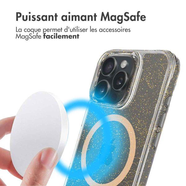 imoshion Coque arrière transparente Pailletée avec MagSafe Apple iPhone 16 Pro - Doré