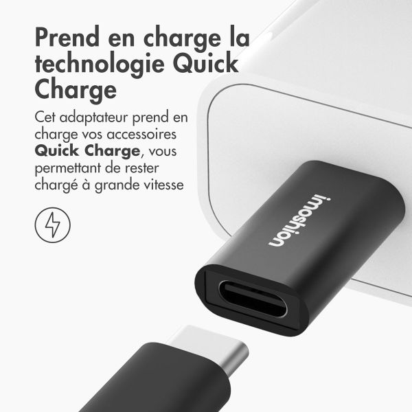 imoshion 2x Adaptateur USB-A 3.1 (mâle) vers USB-C (femelle) - OTG - Noir