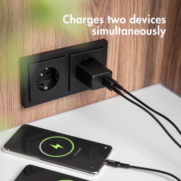 imoshion Wall Charger - Chargeur - Connexion USB-C et USB - Power Delivery - 20 Watt - Noir