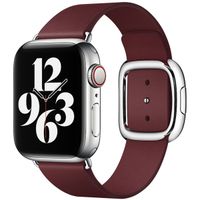 Apple Bracelet Leather Band Modern Buckle Apple Watch Series 1 t/m 9 / SE (38/40/41 mm) | Series 10 / 11 (42 mm) - Taille M - Garnet