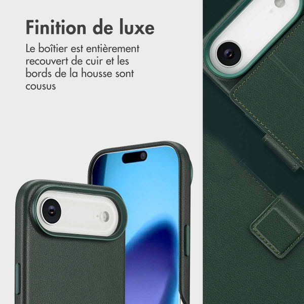 Accezz Étui de télephone portefeuille en cuir 2-en-1 avec MagSafe Apple iPhone Air - Cedar Green