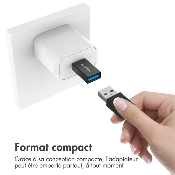 imoshion 2x Adaptateur USB-C (mâle) vers USB-A 3.1 (femelle) - OTG - Noir