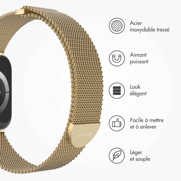 imoshion Bracelet magnétique milanais Apple Watch Series 1 á 10 / SE / Ultra (2) (44/45/46/49 mm) - Taille M - Champagne