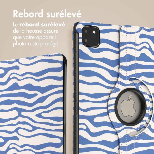 imoshion Coque tablette Design rotatif à 360° iPad Pro 11 (2024) M4 - White Blue Stripes