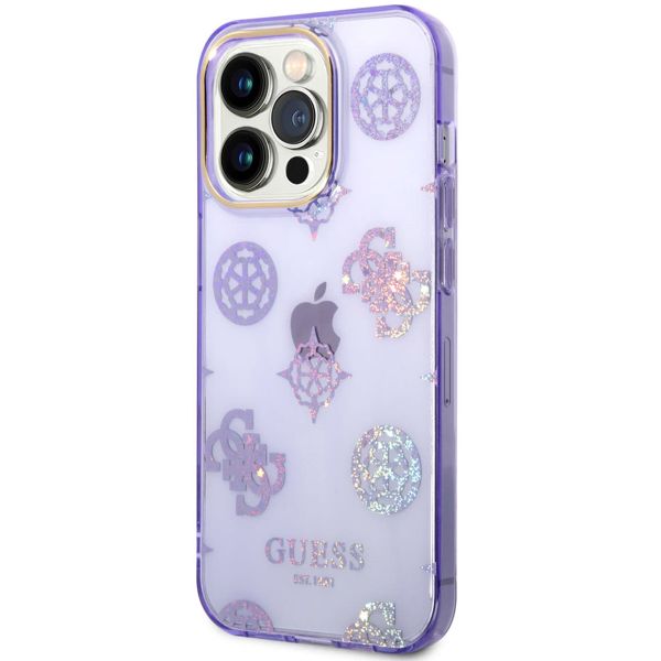 Guess Coque Peony Glitter iPhone 14 Pro Max - Violet