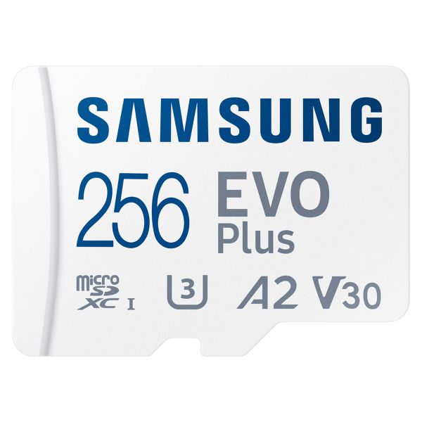 Samsung EVO Plus microSD 2024 - 265GB - Inclus un adaptateur SD - UHS-I/U3/Full HD/4K UHD