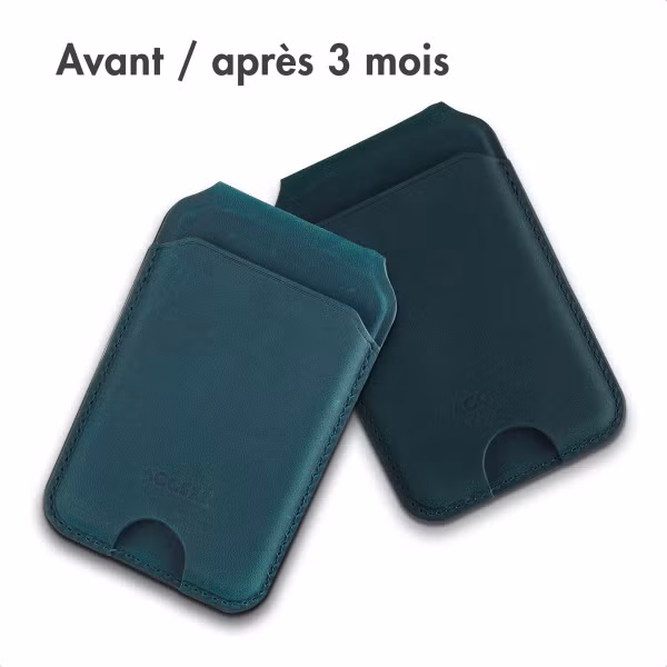 Accezz Porte-cartes MagSafe en cuir vintage avec support - Smokey Green