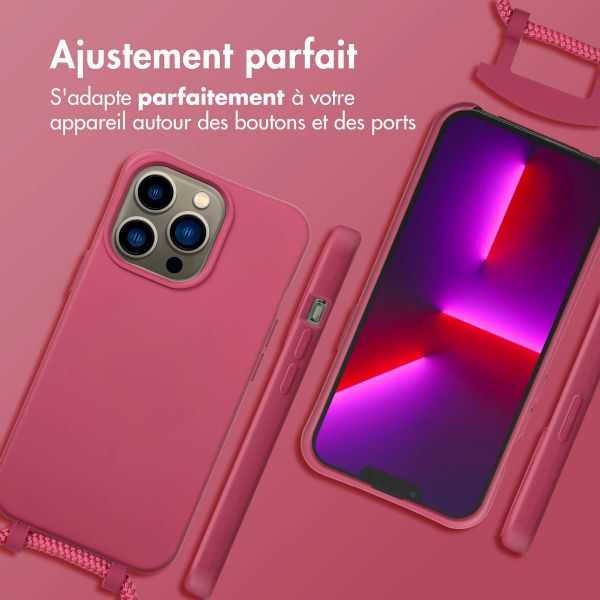 imoshion Coque arrière Color avec cordon amovible et MagSafe Apple iPhone 13 Pro - Raspberry