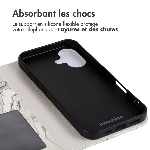 imoshion Étui de téléphone portefeuille Design iPhone 16 - Sandy Marble