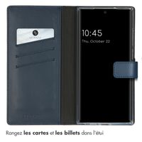 Selencia Étui portefeuille en cuir véritable Samsung Galaxy S23 Ultra - Bleu