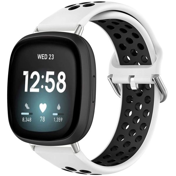 imoshion Bracelet sportif en silicone Fitbit Versa 4 / 3 / Sense (2) - Blanc/Noir