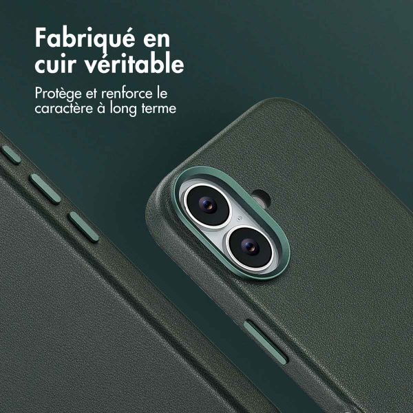 Accezz Coque arrière en cuir avec MagSafe Apple iPhone 17 - Cedar Green