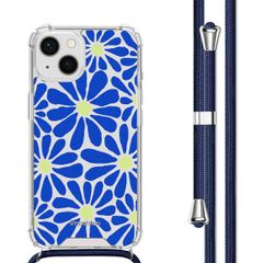 imoshion Coque Design avec cordon iPhone 13 - Cobalt Blue Flowers Connect