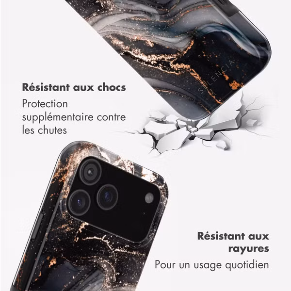 Selencia Coque arrière Vivid avec MagSafe Apple iPhone 17 Pro Max - Chic Marble Black