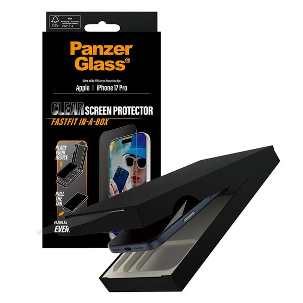 PanzerGlass Ultra Wide Fit FastFit in-a-box Protection d'écran Apple iPhone 17 Pro