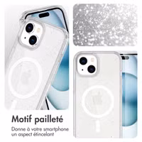 imoshion Coque Pailletée avec MagSafe Apple iPhone 15 - Paillettes Transparent