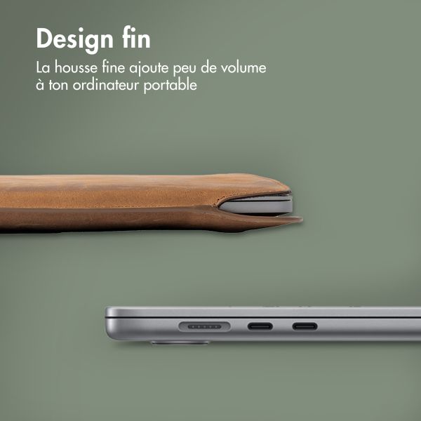 Accezz Leather Pochette ordinateur Apple MacBook 16 pouces - Cognac